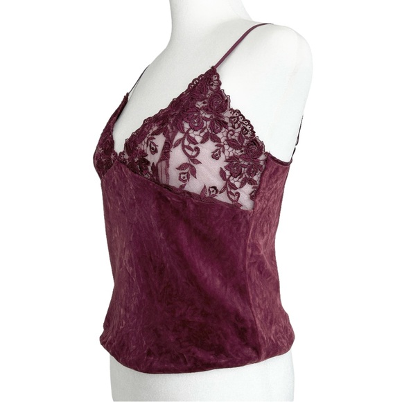 Vintage Victoria's Secret Y2K Silk Blend Lace & Crushed Velvet Cami Top (S) - Picture 4 of 12